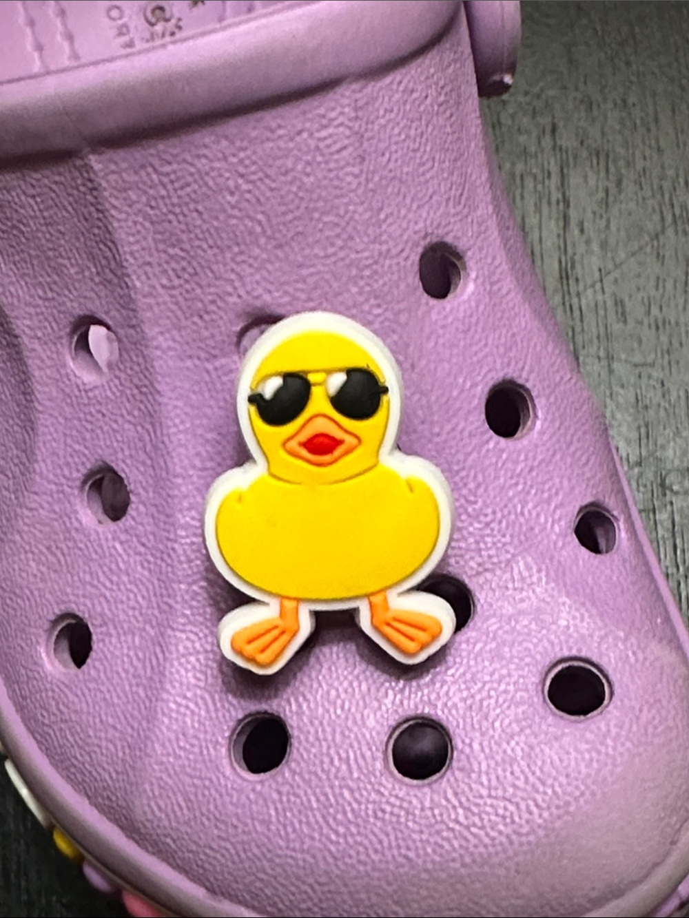 Jibbitz Purple Slip-On Clog with Yellow Duck Charm